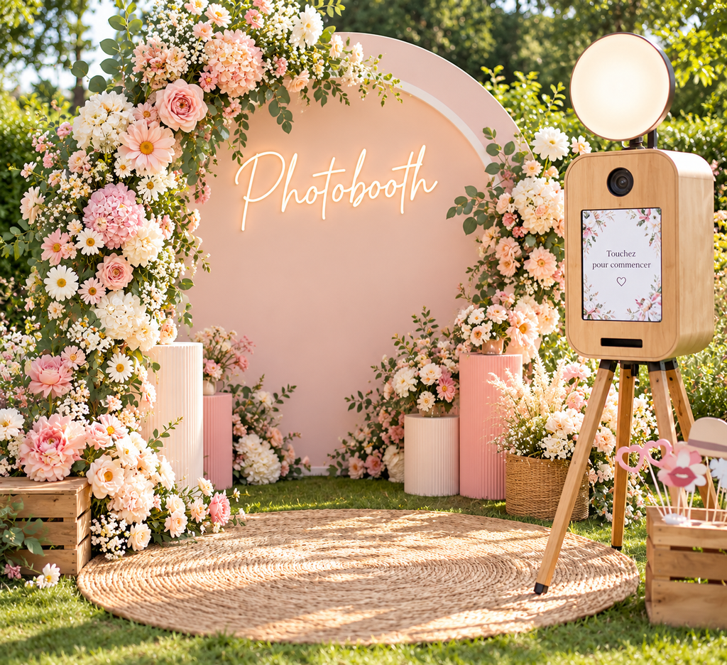 Mes Petits Plus Floral photobooth floral pastel en plein air